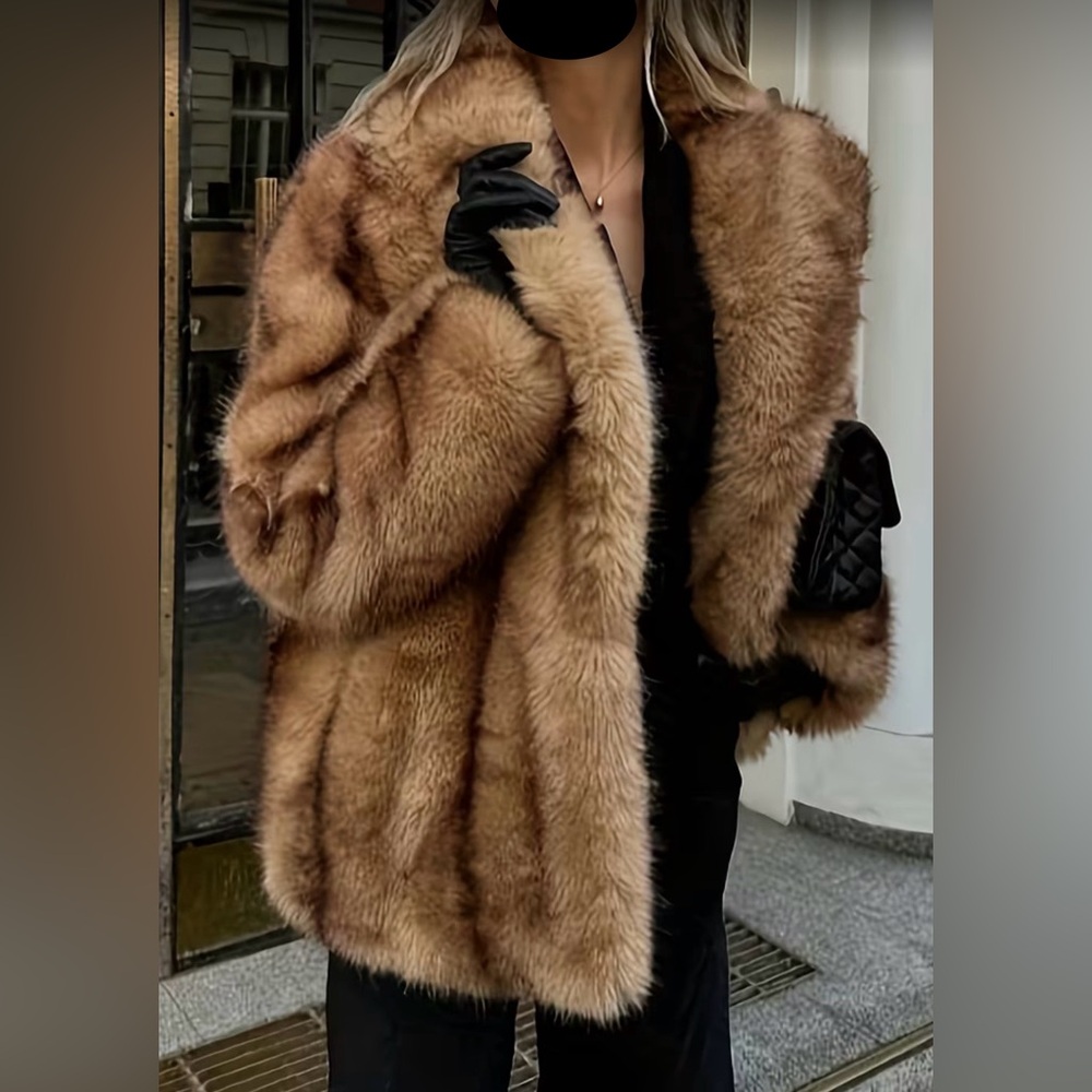 Luxurious Faux Fur Coat in Rich Brown